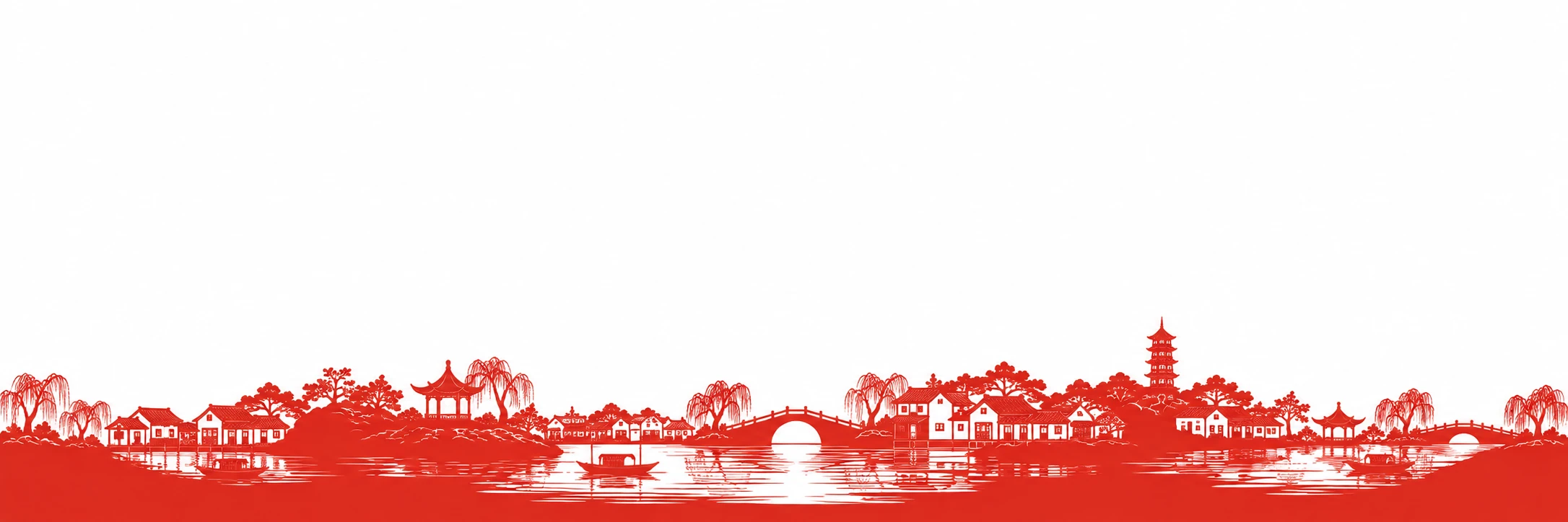 Jiangnan water town paper-cut landscape
